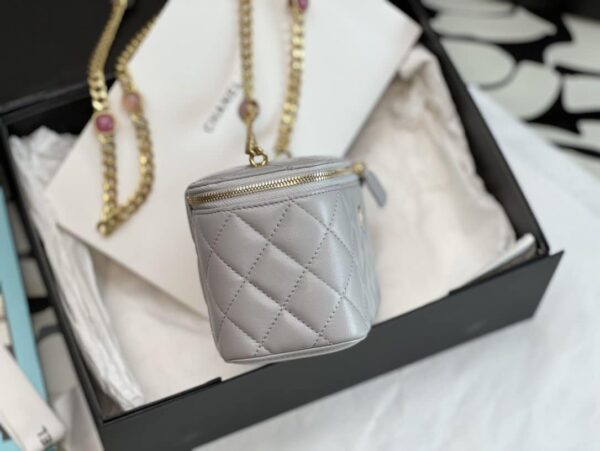 [REP 1:1] Chanel Vanity With Chain Gray For Women, Women's Bags 6.2in/16cm
