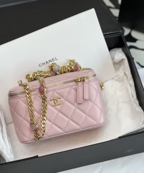 [REP 1:1] Chanel Vanity With Chain Light Pink For Women, Women's Bags 6.2in/16cm