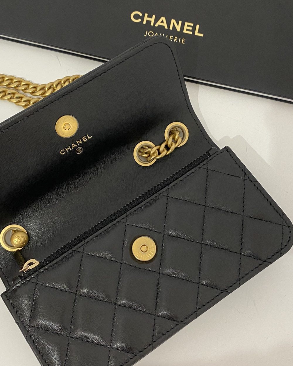 [REP 1:1] Chanel Wallet With Strap Black For Women, Women's Bags 6.7in/17cm