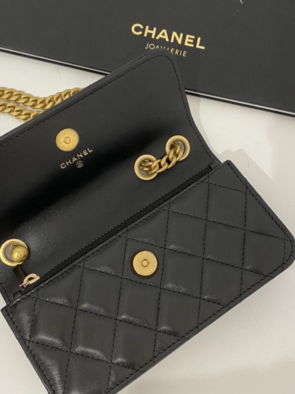 [REP 1:1] Chanel Wallet With Strap Black For Women, Women's Bags 6.7in/17cm