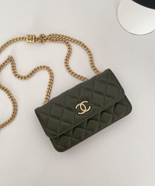 [REP 1:1] Chanel Wallet With Strap Dark Green For Women, Women's Bags 6.7in/17cm