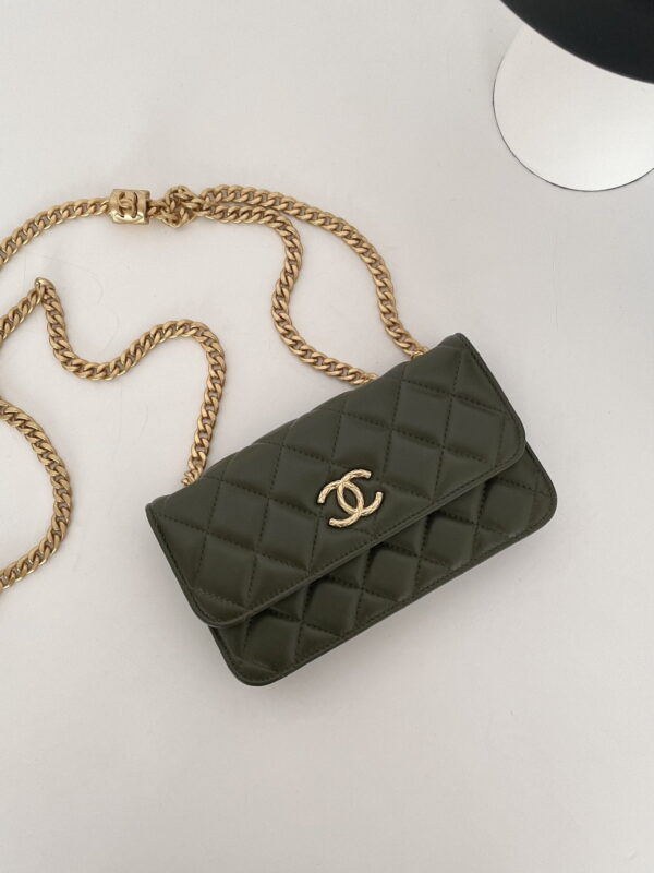 [REP 1:1] Chanel Wallet With Strap Dark Green For Women, Women's Bags 6.7in/17cm