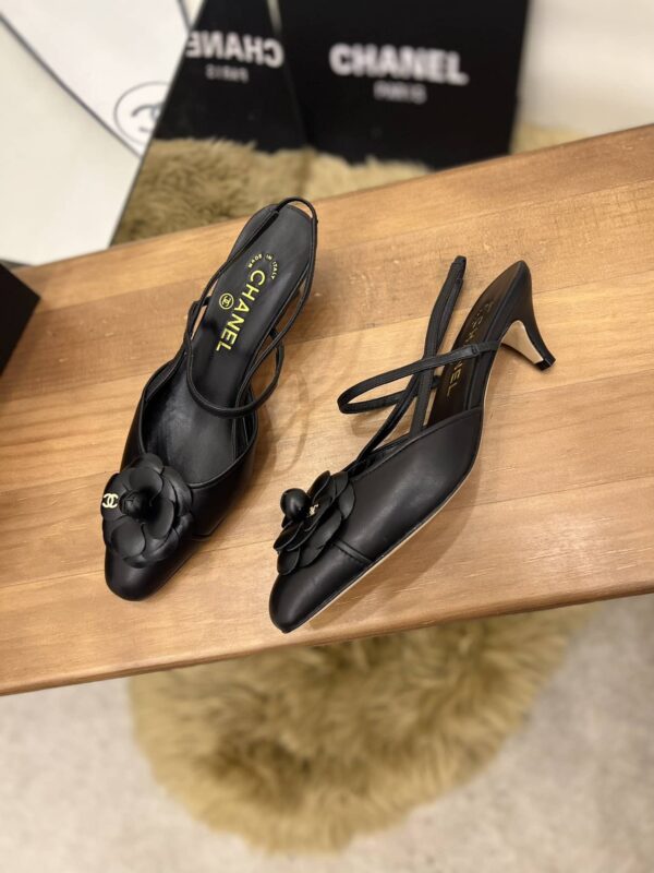 Chanel Women's Camellia Flower Slingback Black For Women