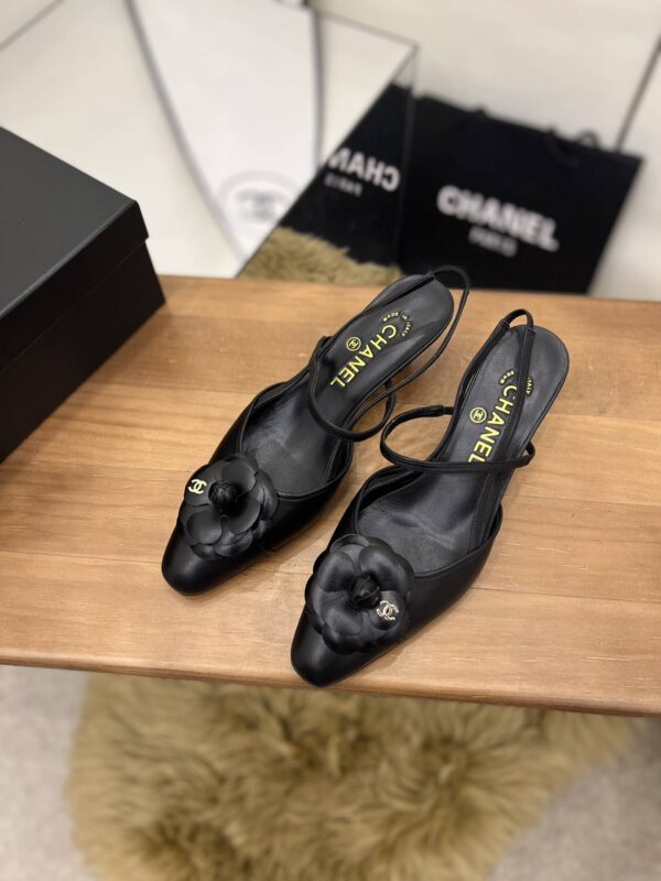 Chanel Women's Camellia Flower Slingback Black For Women