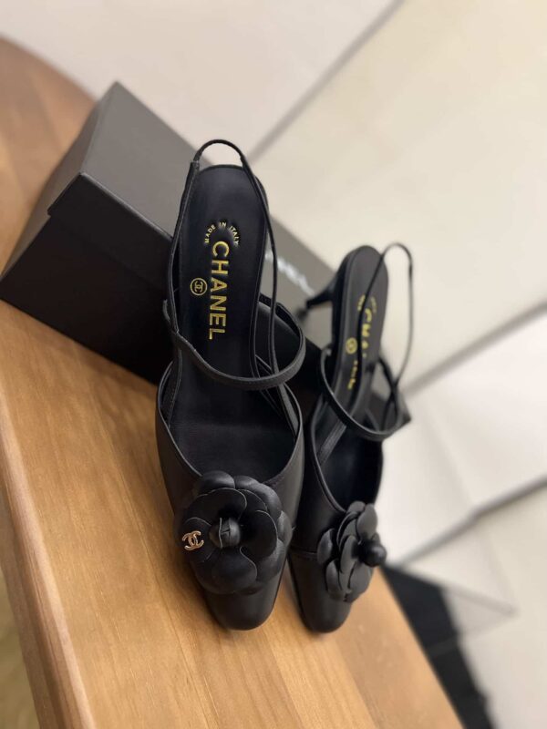 Chanel Women's Camellia Flower Slingback Black For Women
