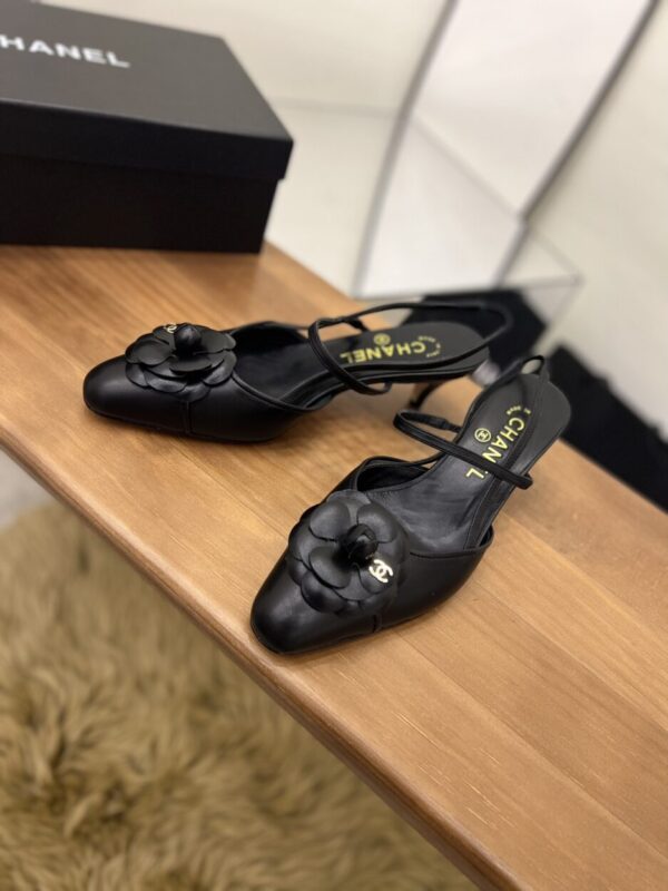 Chanel Women's Camellia Flower Slingback Black For Women