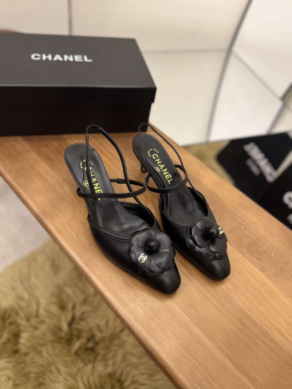 Chanel Women's Camellia Flower Slingback Black For Women