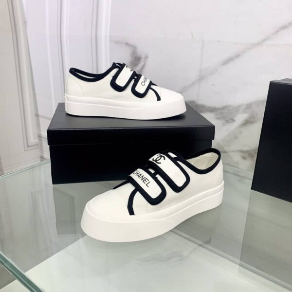 Chanel Women's Chanel Velcro Sneaker White And Black For Women