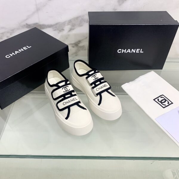 Chanel Women's Chanel Velcro Sneaker White And Black For Women