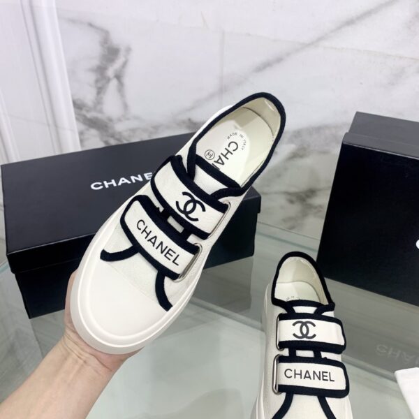 Chanel Women's Chanel Velcro Sneaker White And Black For Women