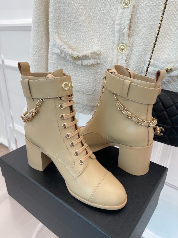 Chanel Women's Lace-Up With Chain Beige For Women 3.7in/9.5cm