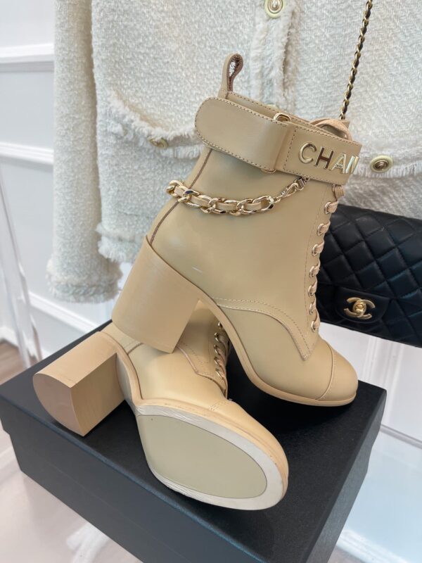 Chanel Women's Lace-Up With Chain Beige For Women 3.7in/9.5cm