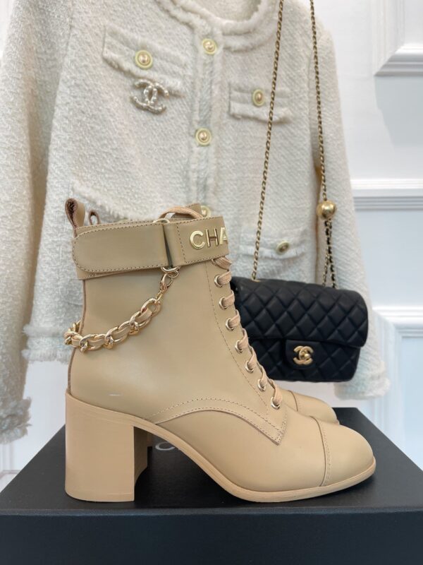 Chanel Women's Lace-Up With Chain Beige For Women 3.7in/9.5cm