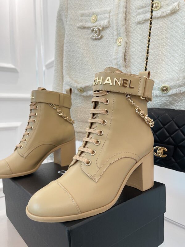 Chanel Women's Lace-Up With Chain Beige For Women 3.7in/9.5cm