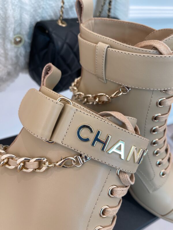 Chanel Women's Lace-Up With Chain Beige For Women 3.7in/9.5cm