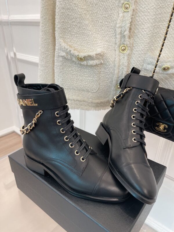 Chanel Women's Lace-Up With Chain Black For Women 1.5in/4cm