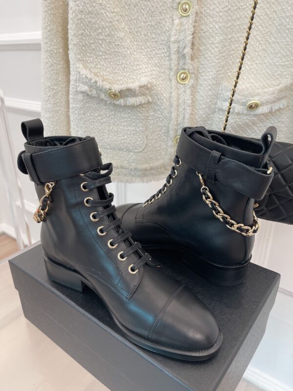 Chanel Women's Lace-Up With Chain Black For Women 1.5in/4cm