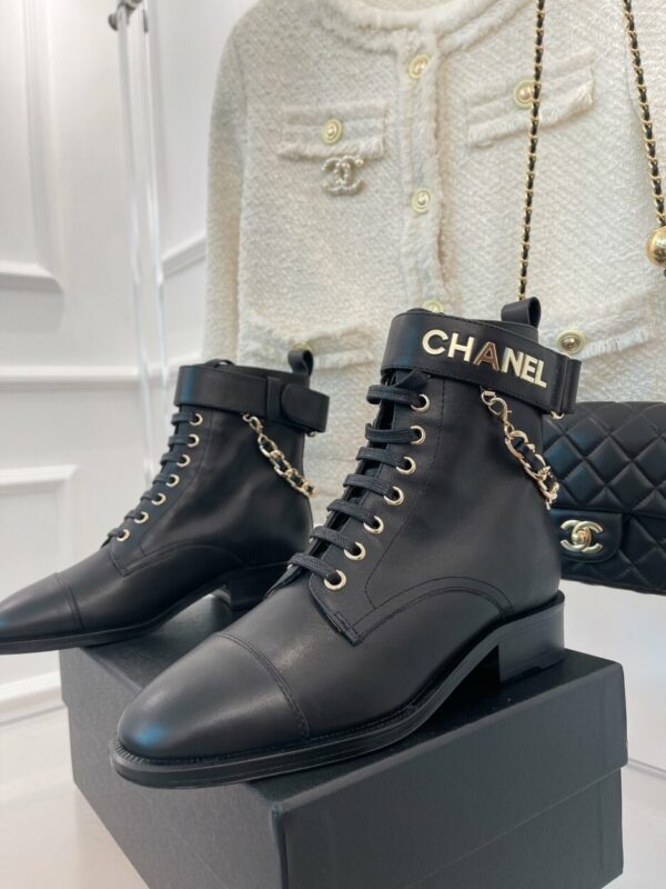 Chanel Women's Lace-Up With Chain Black For Women 1.5in/4cm