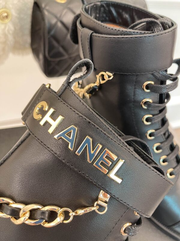 Chanel Women's Lace-Up With Chain Black For Women 1.5in/4cm