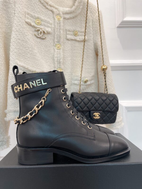 Chanel Women's Lace-Up With Chain Black For Women 1.5in/4cm