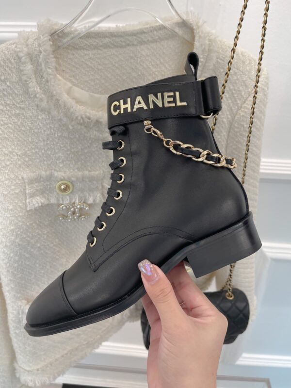 Chanel Women's Lace-Up With Chain Black For Women 1.5in/4cm