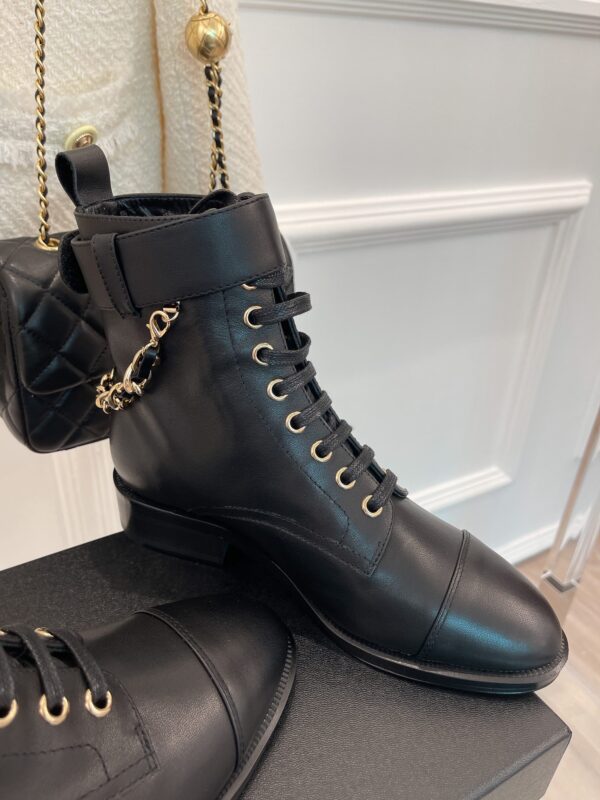 Chanel Women's Lace-Up With Chain Black For Women 1.5in/4cm