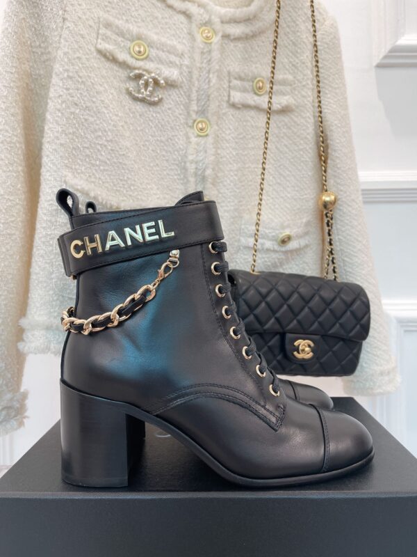 Chanel Women's Lace-Up With Chain Black For Women 3.7in/9.5cm