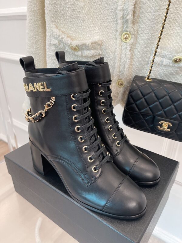 Chanel Women's Lace-Up With Chain Black For Women 3.7in/9.5cm
