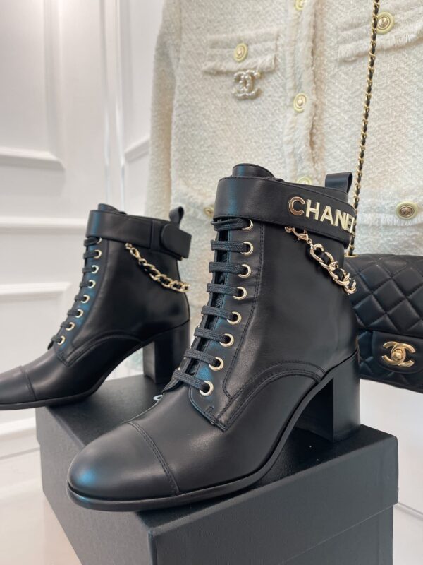 Chanel Women's Lace-Up With Chain Black For Women 3.7in/9.5cm