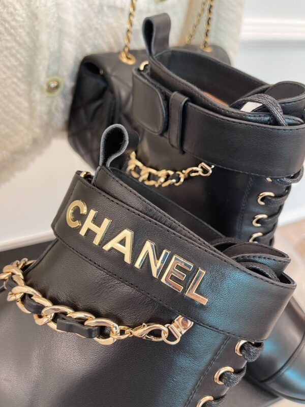 Chanel Women's Lace-Up With Chain Black For Women 3.7in/9.5cm
