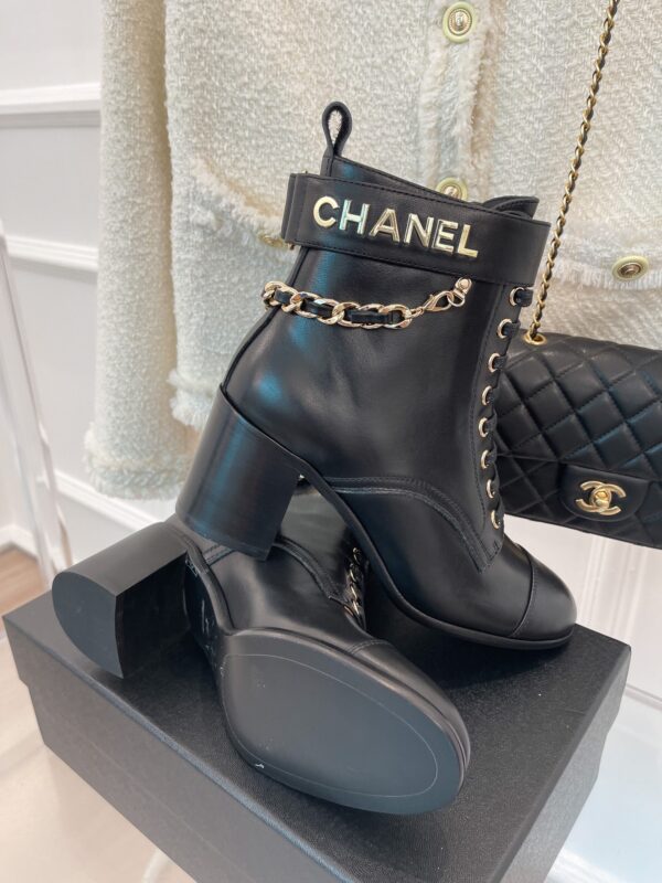 Chanel Women's Lace-Up With Chain Black For Women 3.7in/9.5cm