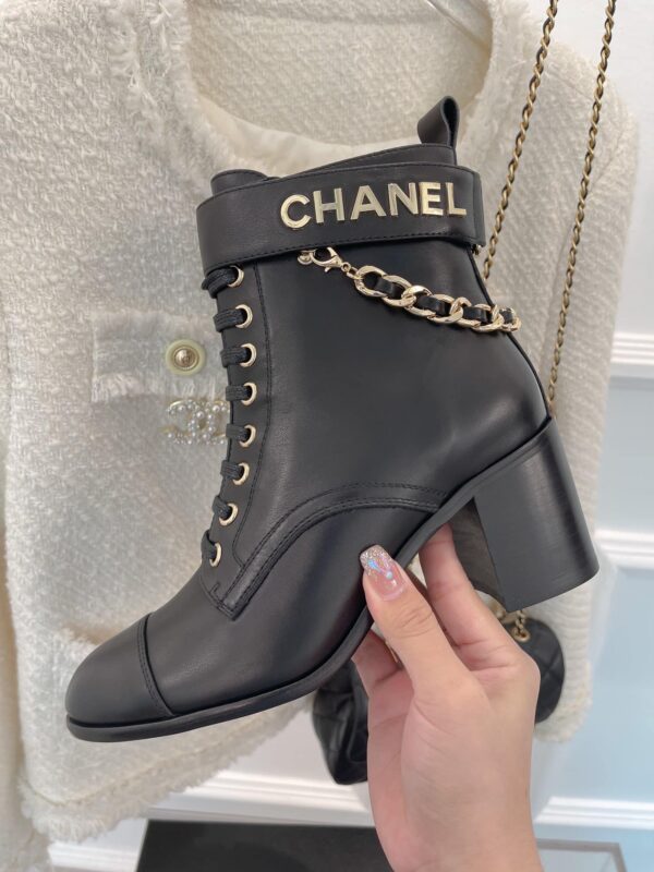 Chanel Women's Lace-Up With Chain Black For Women 3.7in/9.5cm