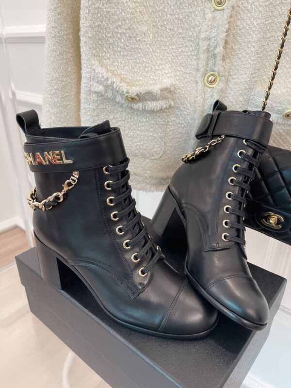 Chanel Women's Lace-Up With Chain Black For Women 3.7in/9.5cm