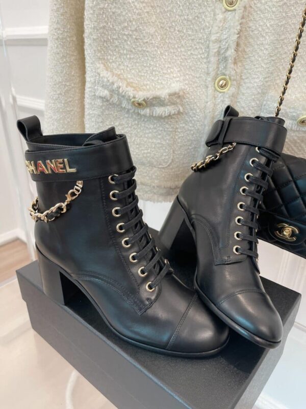 Chanel Women's Lace-Up With Chain Black For Women 3.7in/9.5cm