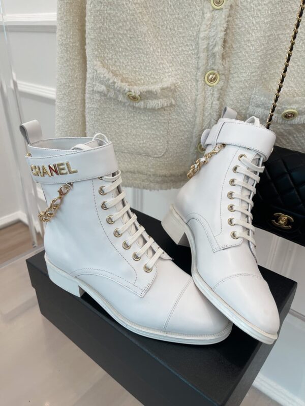 Chanel Women's Lace-Up With Chain White For Women 1.5in/4cm
