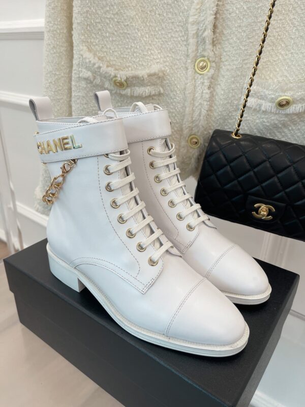 Chanel Women's Lace-Up With Chain White For Women 1.5in/4cm