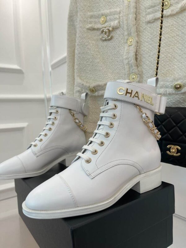 Chanel Women's Lace-Up With Chain White For Women 1.5in/4cm