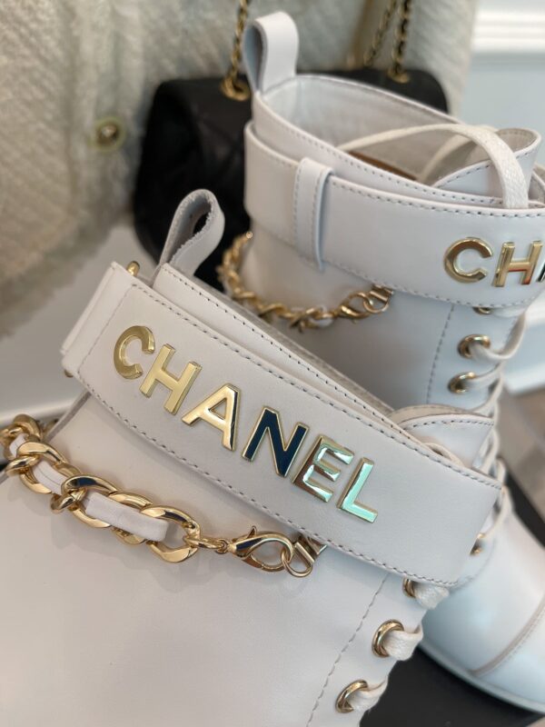 Chanel Women's Lace-Up With Chain White For Women 3.7in/9.5cm