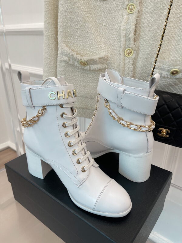 Chanel Women's Lace-Up With Chain White For Women 3.7in/9.5cm