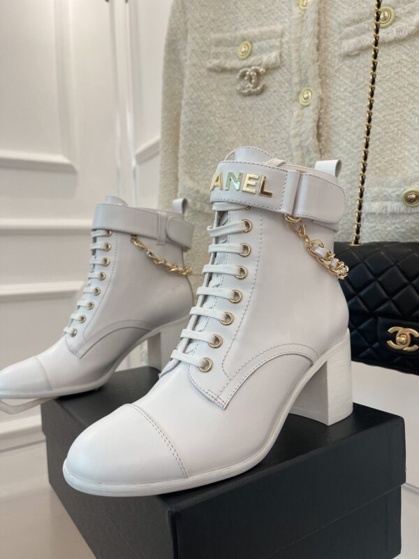 Chanel Women's Lace-Up With Chain White For Women 3.7in/9.5cm