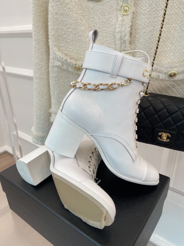 Chanel Women's Lace-Up With Chain White For Women 3.7in/9.5cm