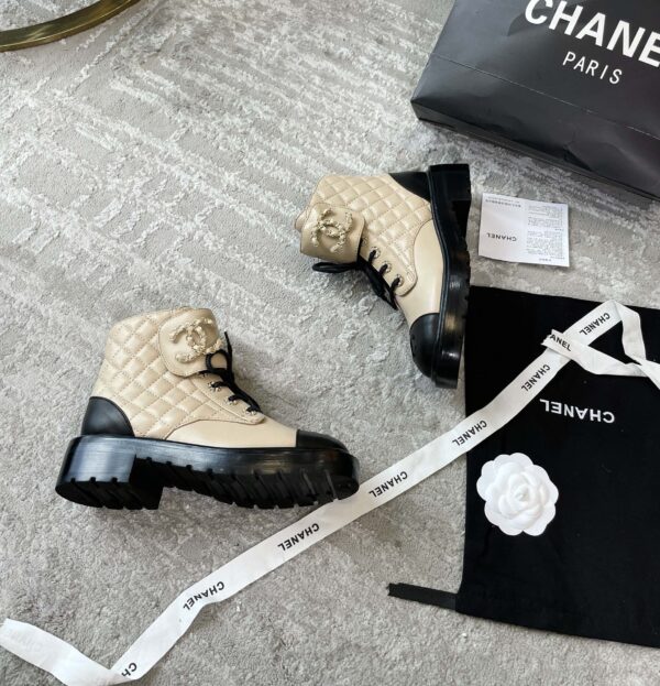 Chanel Women's Lace- Ups Beige For Women 1.5in/ 4cm