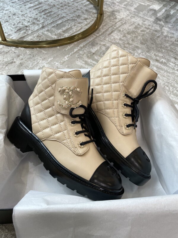 Chanel Women's Lace- Ups Beige For Women 1.5in/ 4cm