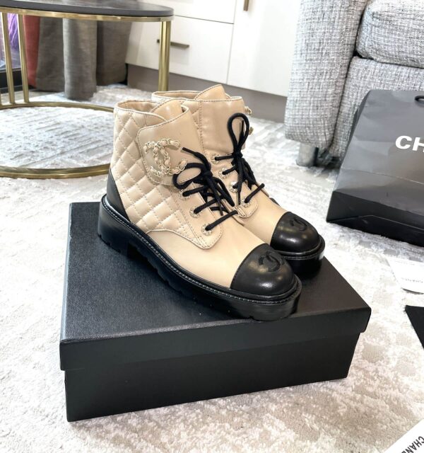 Chanel Women's Lace- Ups Beige For Women 1.5in/ 4cm