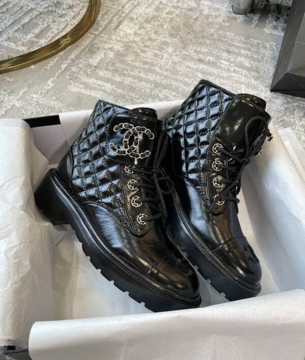 Chanel Women's Lace- Ups Bright Black For Women 1.5in/ 4cm