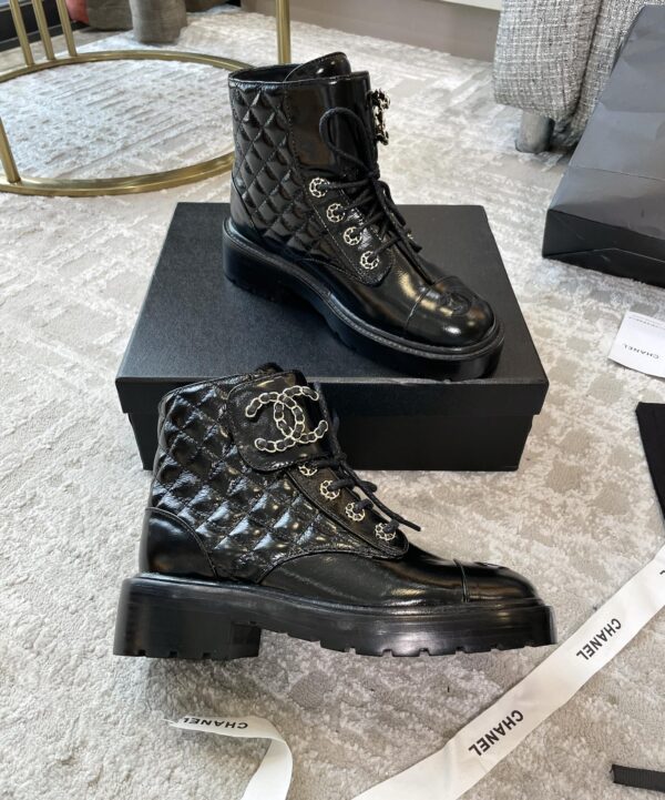 Chanel Women's Lace- Ups Bright Black For Women 1.5in/ 4cm