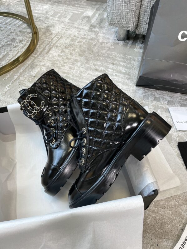 Chanel Women's Lace- Ups Bright Black For Women 1.5in/ 4cm