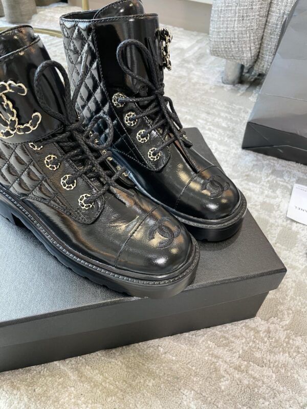 Chanel Women's Lace- Ups Bright Black For Women 1.5in/ 4cm