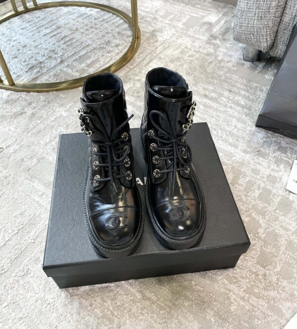 Chanel Women's Lace- Ups Bright Black For Women 1.5in/ 4cm