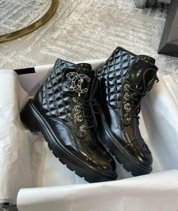 Chanel Women's Lace- Ups Bright Black For Women 1.5in/ 4cm